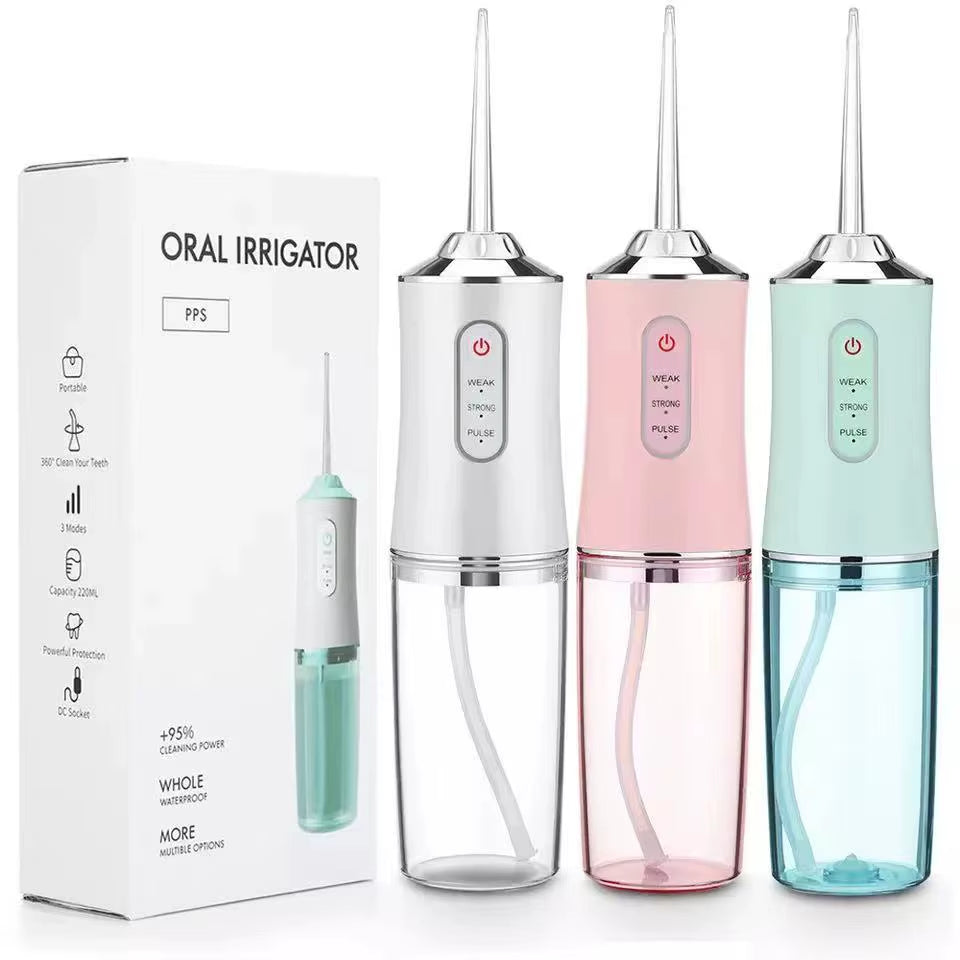 Oral Irrigator Portable Dental Water Flosser USB Rechargeable Water Jet Floss Tooth Pick 4 Jet Tip 220ml 3 Modes IPX7 1400rpm
