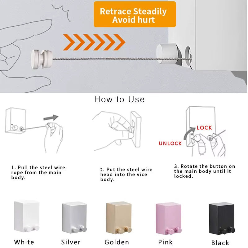 Retractable Clotheslne Stainless Seel Pull-Out Clothes-Drying Macunie Ripe Space-Saving Clothes Drying Rak For Household