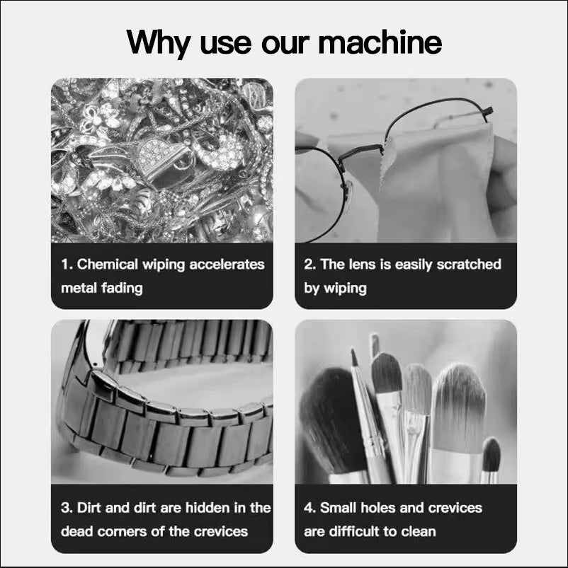 Portable Jewelry & Glasses Cleaner – High-Frequency Cleaning Machine