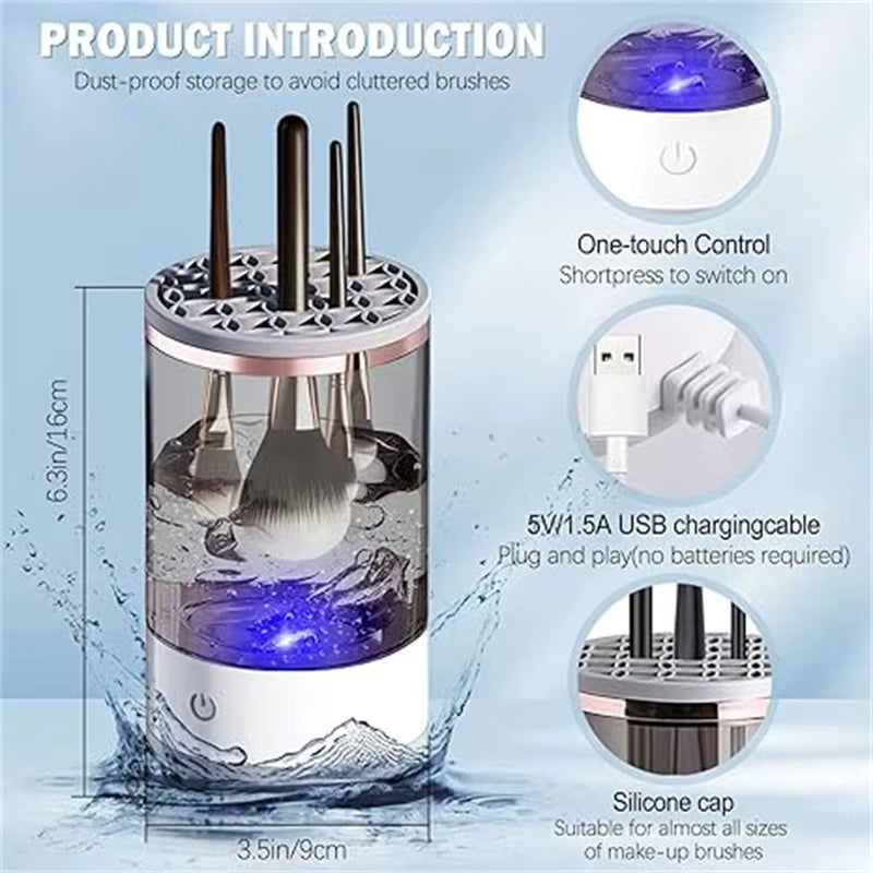USB Plug Portable Electric Makeup Brush Cleaner with Rubber Makeup Machine Electric USB Quick Cleaner Cleaning Brush Collar Brus
