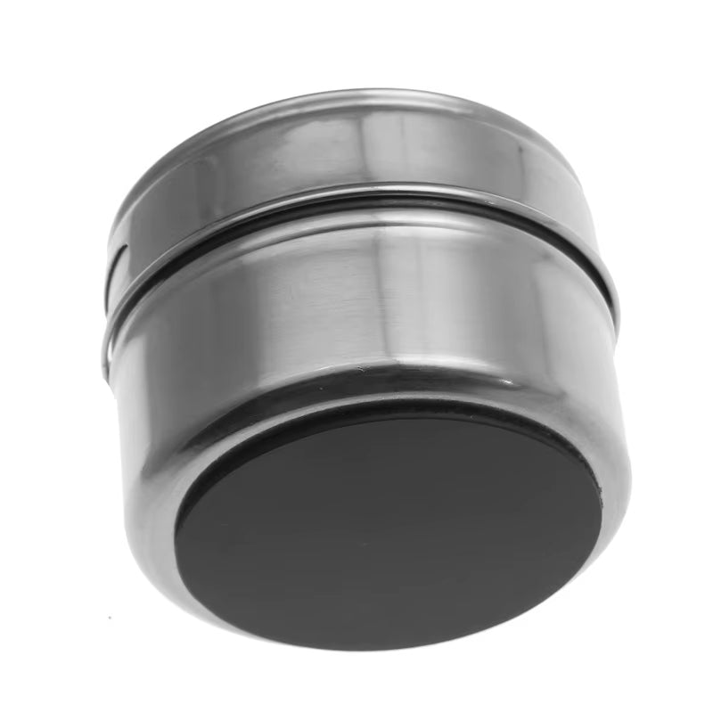 Magnetic Spice Jars Set - 9 Stainless Steel Tins with Lids & Labels