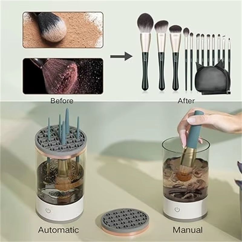 USB Plug Portable Electric Makeup Brush Cleaner with Rubber Makeup Machine Electric USB Quick Cleaner Cleaning Brush Collar Brus