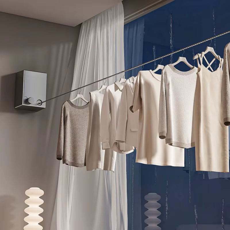 Retractable Clotheslne Stainless Seel Pull-Out Clothes-Drying Macunie Ripe Space-Saving Clothes Drying Rak For Household