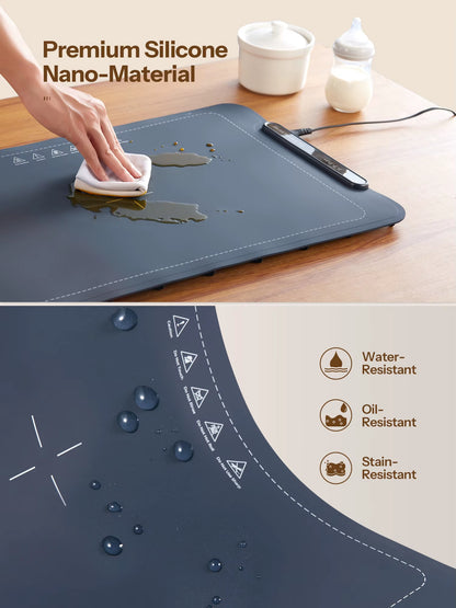 Electric Warming Tray with Adjustable Temperature Smart Warming Plate Silicone Fast Heating for Parties Family Gatherings