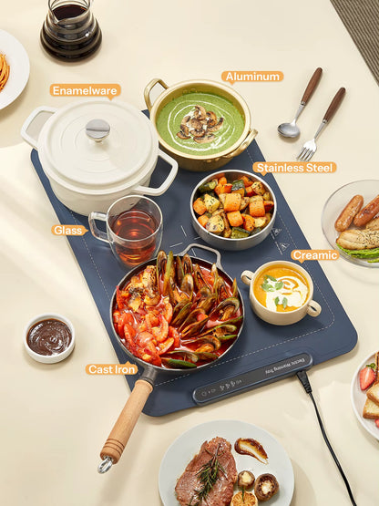 Electric Warming Tray with Adjustable Temperature Smart Warming Plate Silicone Fast Heating for Parties Family Gatherings