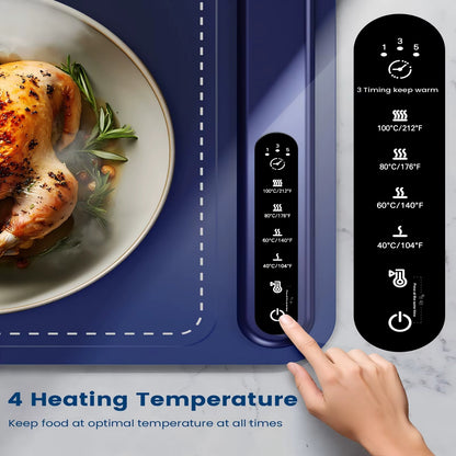 Electric Warming Tray with Adjustable Temperature Smart Warming Plate Silicone Fast Heating for Parties Family Gatherings