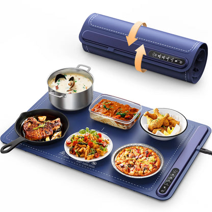 Electric Warming Tray with Adjustable Temperature Smart Warming Plate Silicone Fast Heating for Parties Family Gatherings